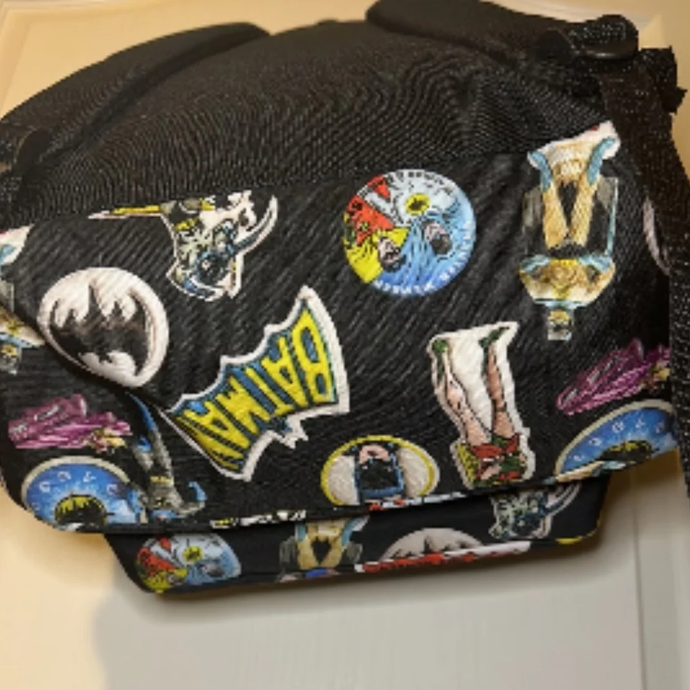 BATMAN ROBIN Backpack DC Comics School Book Bag Vintage Black 1966 Graphics